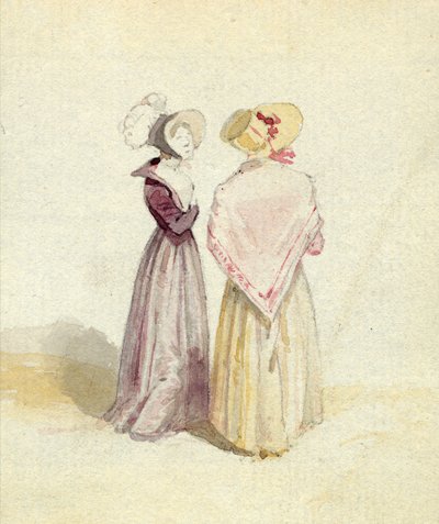 Two women in bonnets, c.1825 by English School