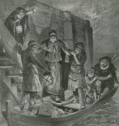 Tycho Brahe Sails Away from His Island in the Darkness of Night by English School