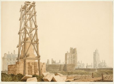Tynemouth Priory and Lighthouse from the Collingwood Memorial by English School