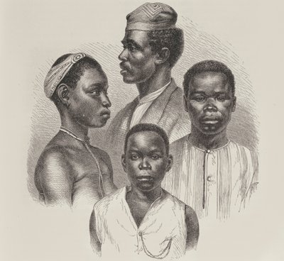 Types from the Loango Coast, from the History of Mankind, Vol.III, by Prof. Friedrich Ratzel, 1898 by English School