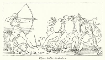 Ulysses killing the Suitors by English School