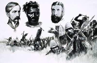 Unidentified British Hunters and Native Warriors by English School