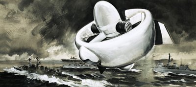 Unidentified Flying Device Rises Above Ships at Sea (WW2 Era) by English School