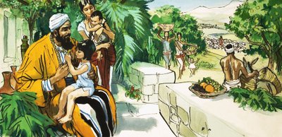 Unidentified Man (Middle East) with Mother and Children by English School
