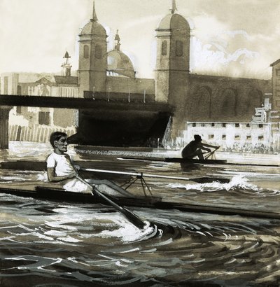Unidentified rowers by English School