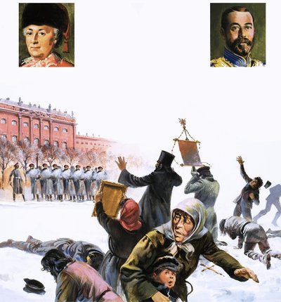 Unidentified Scene from Russian Revolution of 1905 by English School