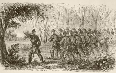 Union soldiers on the plateau at the first Battle of Bull Run by English School