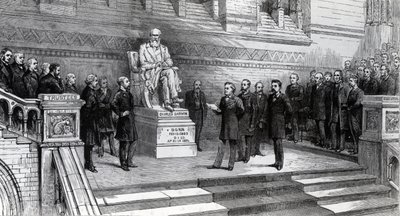 Unveiling the statue of the late Charles Darwin in the Natural History Museum, South Kensington, 9th June 1885 by English School