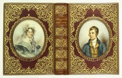 Upper and lower covers, and spine, with oval portraits of Robert Burns and Jessie Lewars by English School