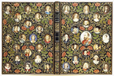 Upper and lower covers with 39 miniature portraits by English School