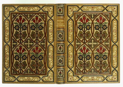 Upper and lower covers, with flowers in Art-Nouveau interlaced geometrical patterns, 1893 by English School