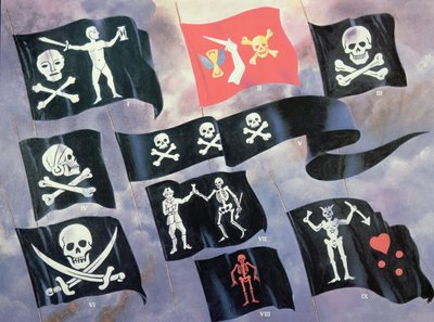 Various Flags used by Famous Pirates by English School