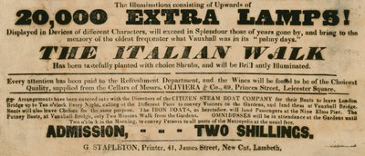 Vauxhall Gardens, London: The Italian Walk by English School