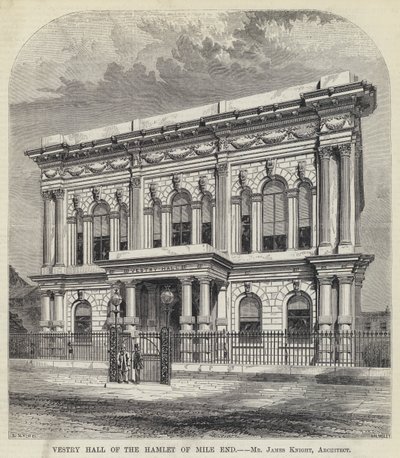 Vestry Hall of the Hamlet of Mile End (engraving) by English School