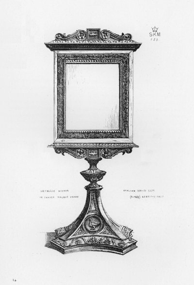 Victoria and Albert Museum: Metallic Mirror in Carved Walnut Frame, Italian by English School
