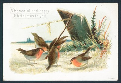 Victorian Christmas card - A peaceful and happy Christmas to you by English School