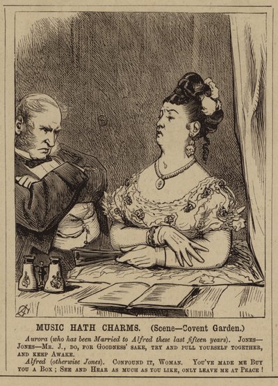 Victorian couple at Covent Garden Opera House, London by English School