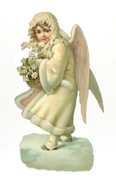 Victorian Scrap Paper Relief of a Winged Child by English School