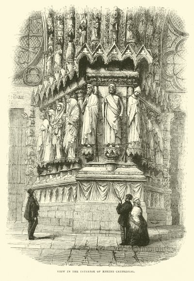 View in the interior of Rheims Cathedral, September 1870 by English School