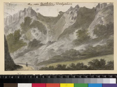 View near Castleton, Derbyshire, c.1790 by English School