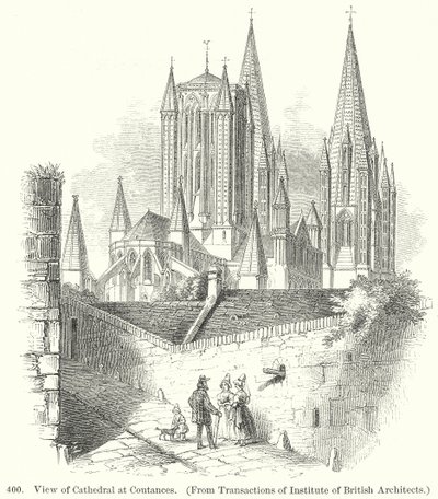 View of Cathedral at Coutances by English School