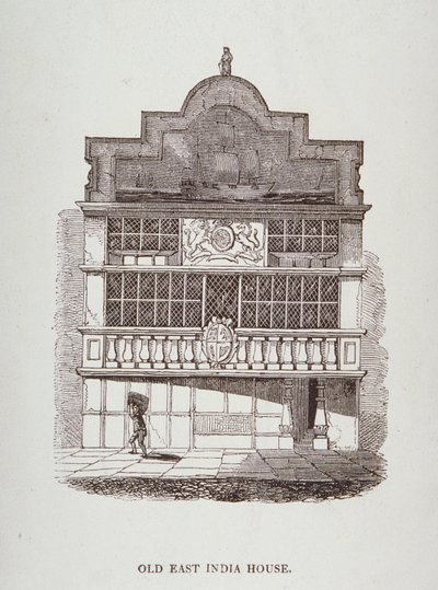 View of East India House, with figure in front, c.1700 by English School