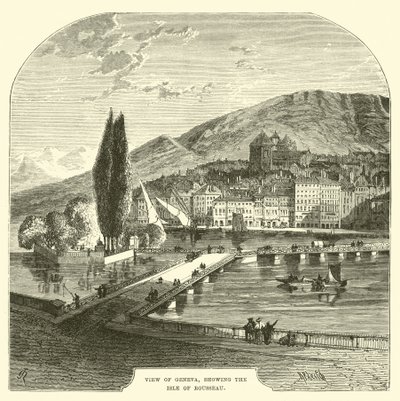 View of Geneva, Showing the Isle of Rousseau by English School