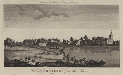 View of Mortlake from the River Thames by English School
