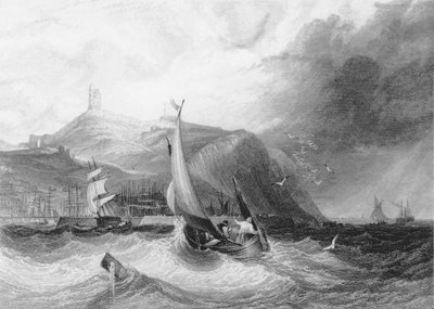 View of Scarborough Castle from the Sea by English School