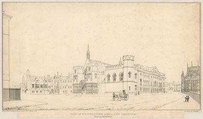 View of Westminster Hall, Law Courts, etc., from the North West by English School