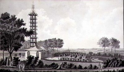 View of a Dutch Garden with a Chinese Pagoda by English School