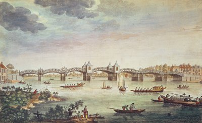 View of the Bridge over the Thames at Hampton Court, Engraved by John Bowles by English School