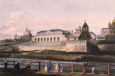 View of the Imperial Palace of the Kremlin at Moscow by English School