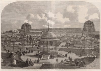 View of the International Exhibition Building from the Horticultural Gardens by English School