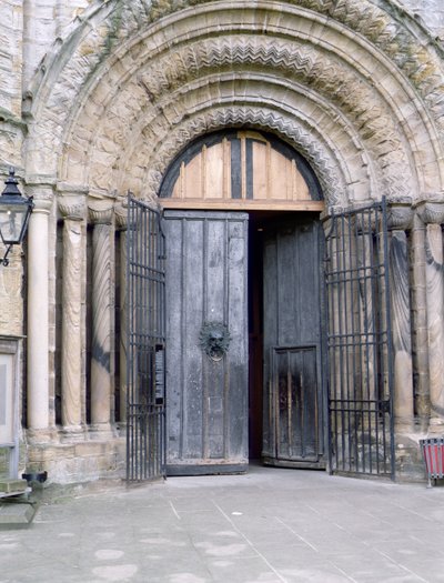 View of the North Door of Durham Cathedral by English School