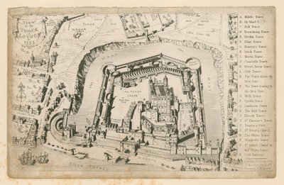 View of the Tower of London in 1553 by English School