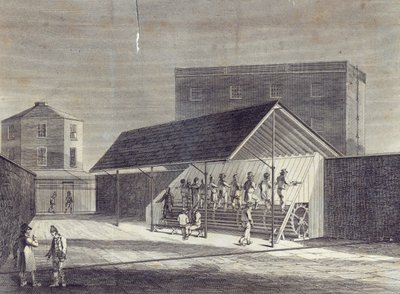 View of the Tread Mill for the Employment of Prisoners, erected at the House of Correction at Brixton, published by Gent. Mag., July 1822 by English School