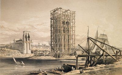 View of the Construction of the Britannia Tubular Bridge by English School