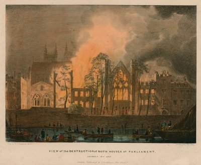 View of the Destruction of Both Houses of Parliament, 16 October 1834 by English School