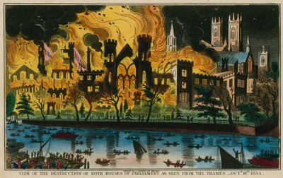 View of the Destruction of Both Houses of Parliament as Seen from the Thames, 16 October 1834 by English School