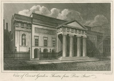View of the exterior of Covent Garden Theatre, London, from Bow Street by English School