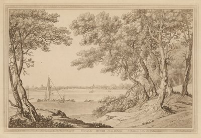 View Up the River Thames from Millbank by English School