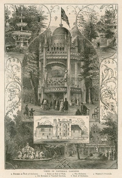 Views in Vauxhall Gardens, London by English School