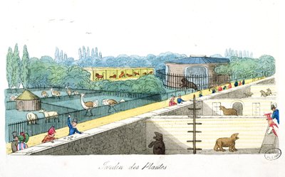 Visitors at the Jardin de Plantes, Paris, from De Paris a Douvres by Roger Bookem, 1822 by English School