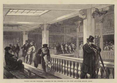 Voting for the National Assembly in the Theatre of the Deaf and Dumb Asylum, Paris by English School