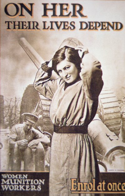 WWI poster encouraging Women Munition Workers, c.1914-18 by English School