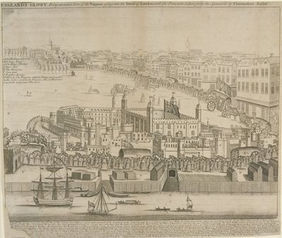 Wagons of Treasure Being Taken into Tower of London, 1744 by English School
