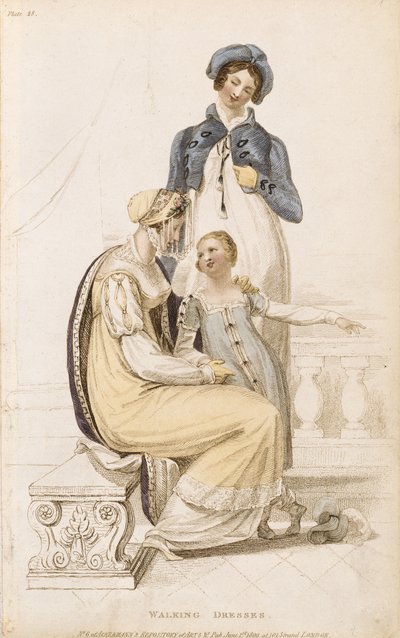 Walking Dresses, fashion plate from Ackermann