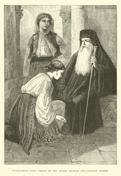 Wallachian Popa, Priest of the Greek Church, and Peasant Women by English School