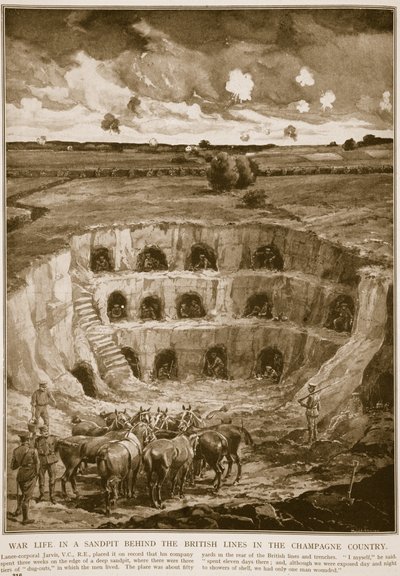 War Life in a Sandpit Behind the British Lines in the Champagne Country by English School